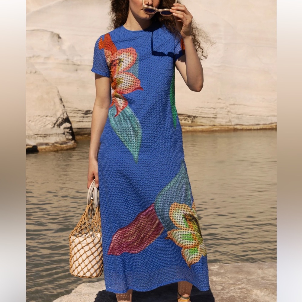 Oliphant Dress‎ Hibiscus Flower Shift A-line Maxi Sz XXL